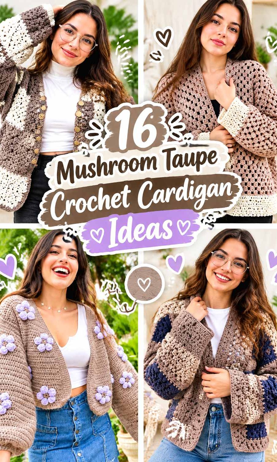 16 Mushroom Taupe Crochet Cardigan Ideas