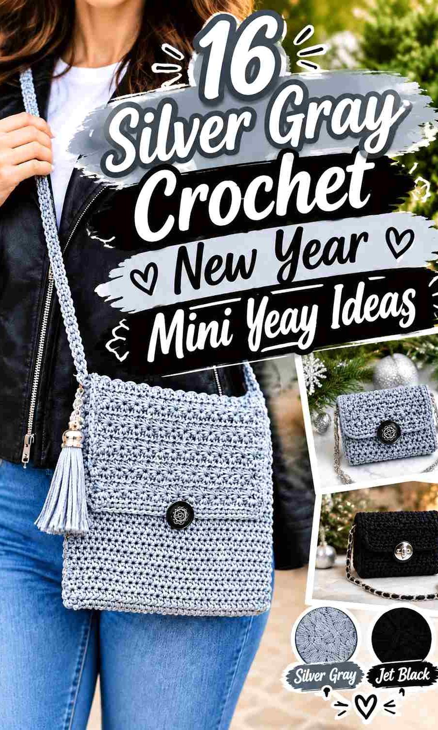 16 Silver Gray Crochet New Year Mini Bag Ideas