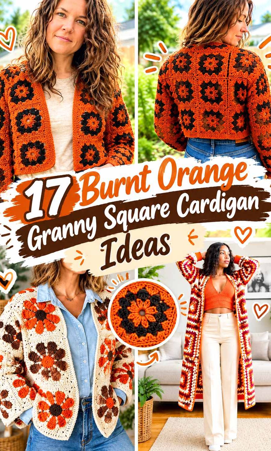 17 Burnt Orange Granny Square Cardigan Ideas