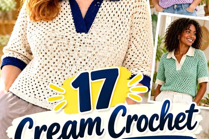 17 Cream Crochet Polo Sweater Ideas