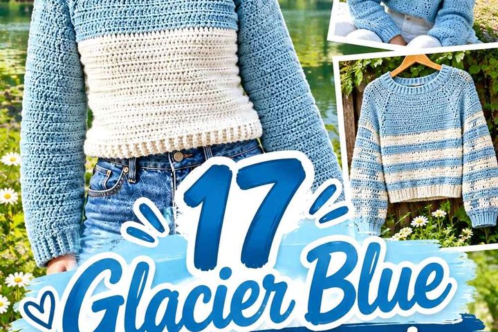 17 Glacier Blue Crochet Sweater Ideas
