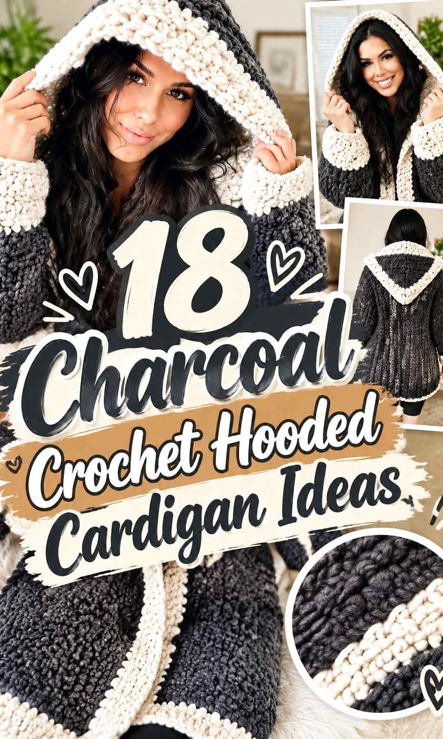 18 Charcoal Crochet Hooded Cardigan Ideas