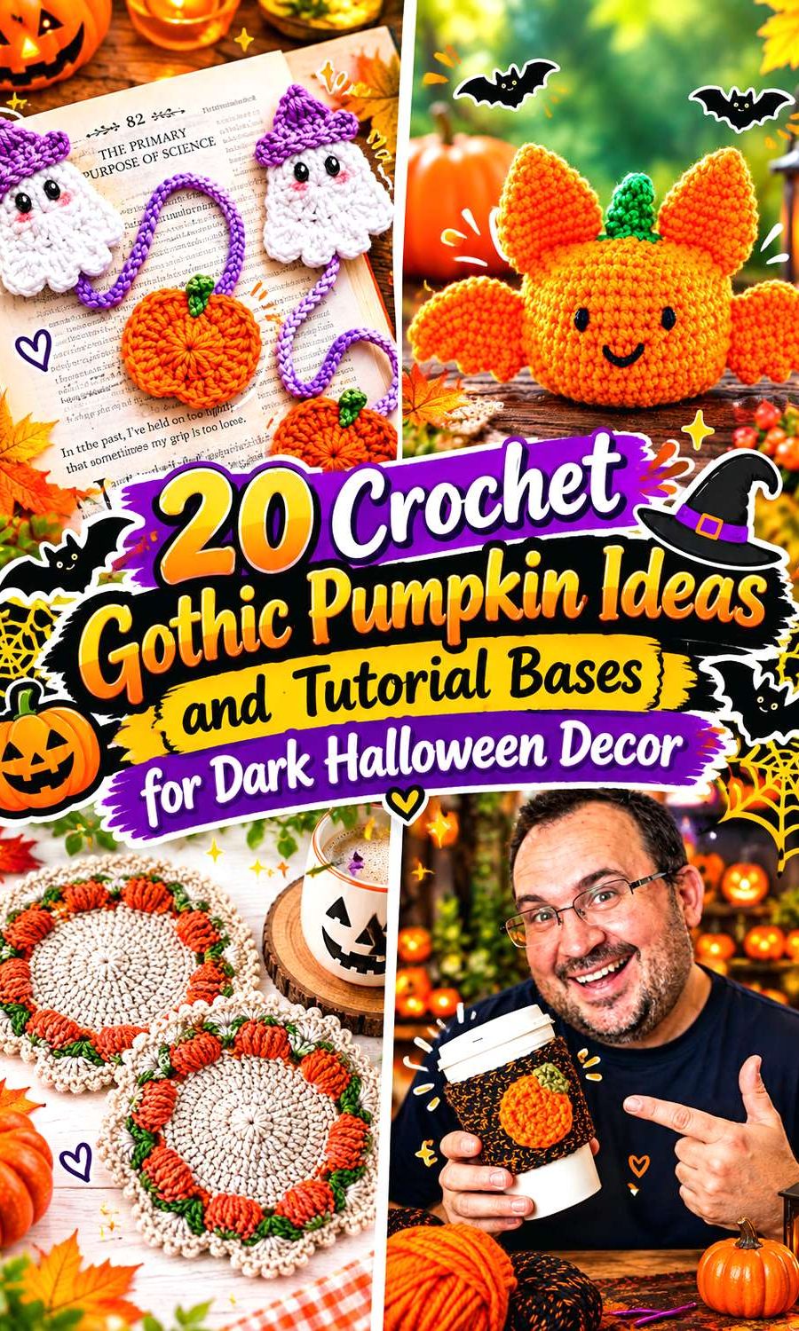Crochet Gothic Pumpkin Ideas and Tutorial Bases for Dark Halloween Decor