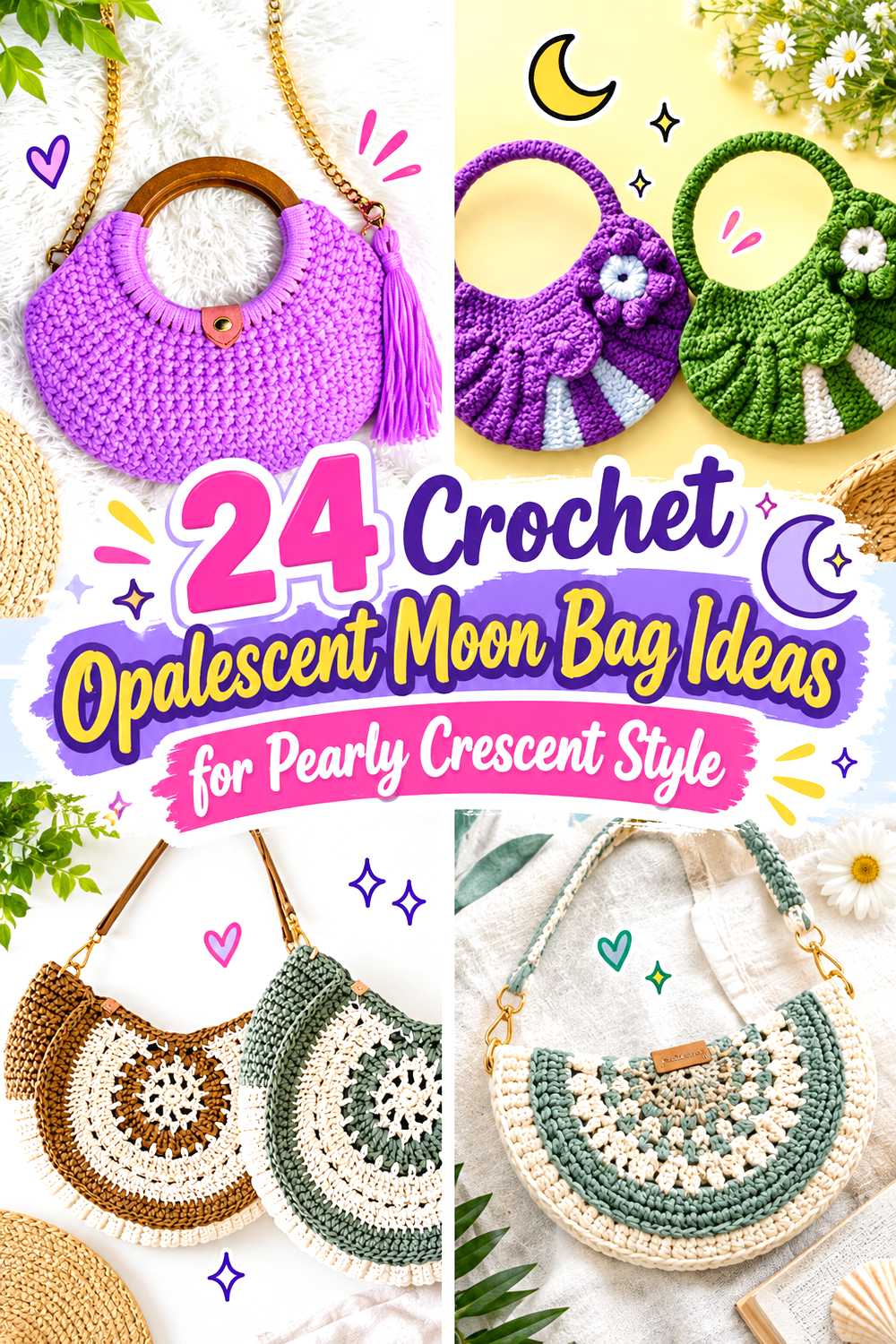 Crochet Opalescent Moon Bag Ideas for Pearly Crescent Style