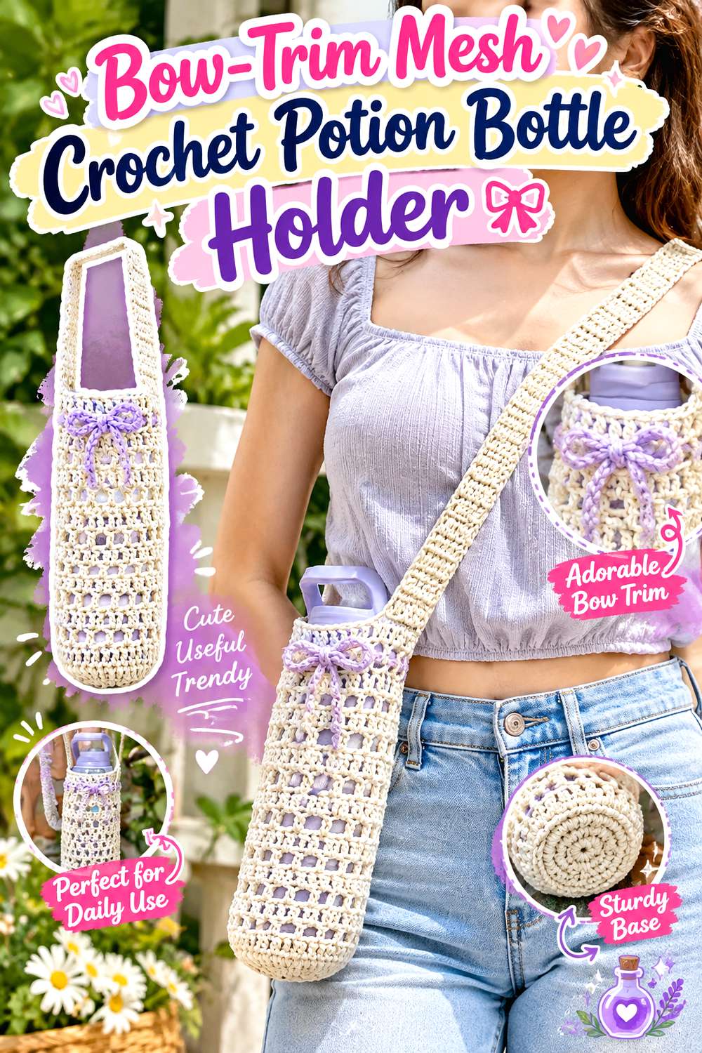 Size-Adjustable Crochet Potion Bottle Sling