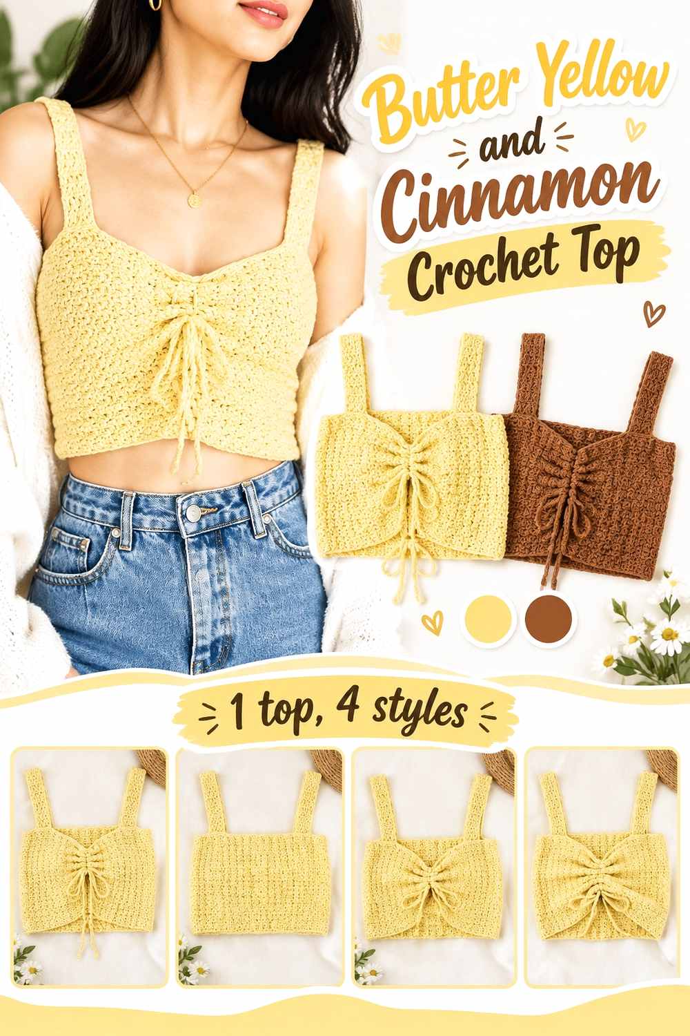 12. Butter Yellow And Cinnamon Crochet Top