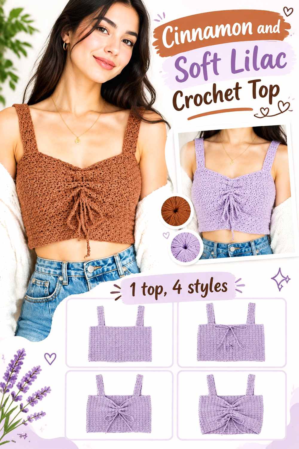 12. Cinnamon And Soft Lilac Crochet Top