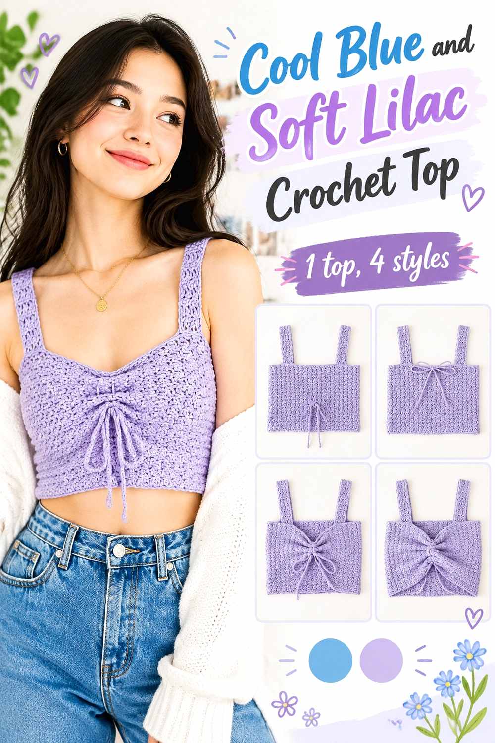 12. Cool Blue And Soft Lilac Crochet Top