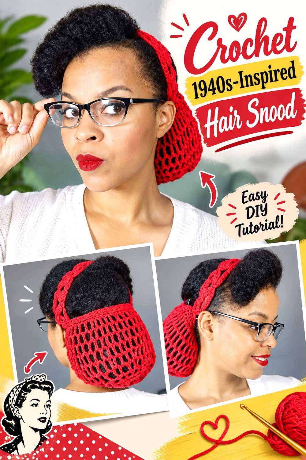 Crochet 1940s-Inspired Hair Snood