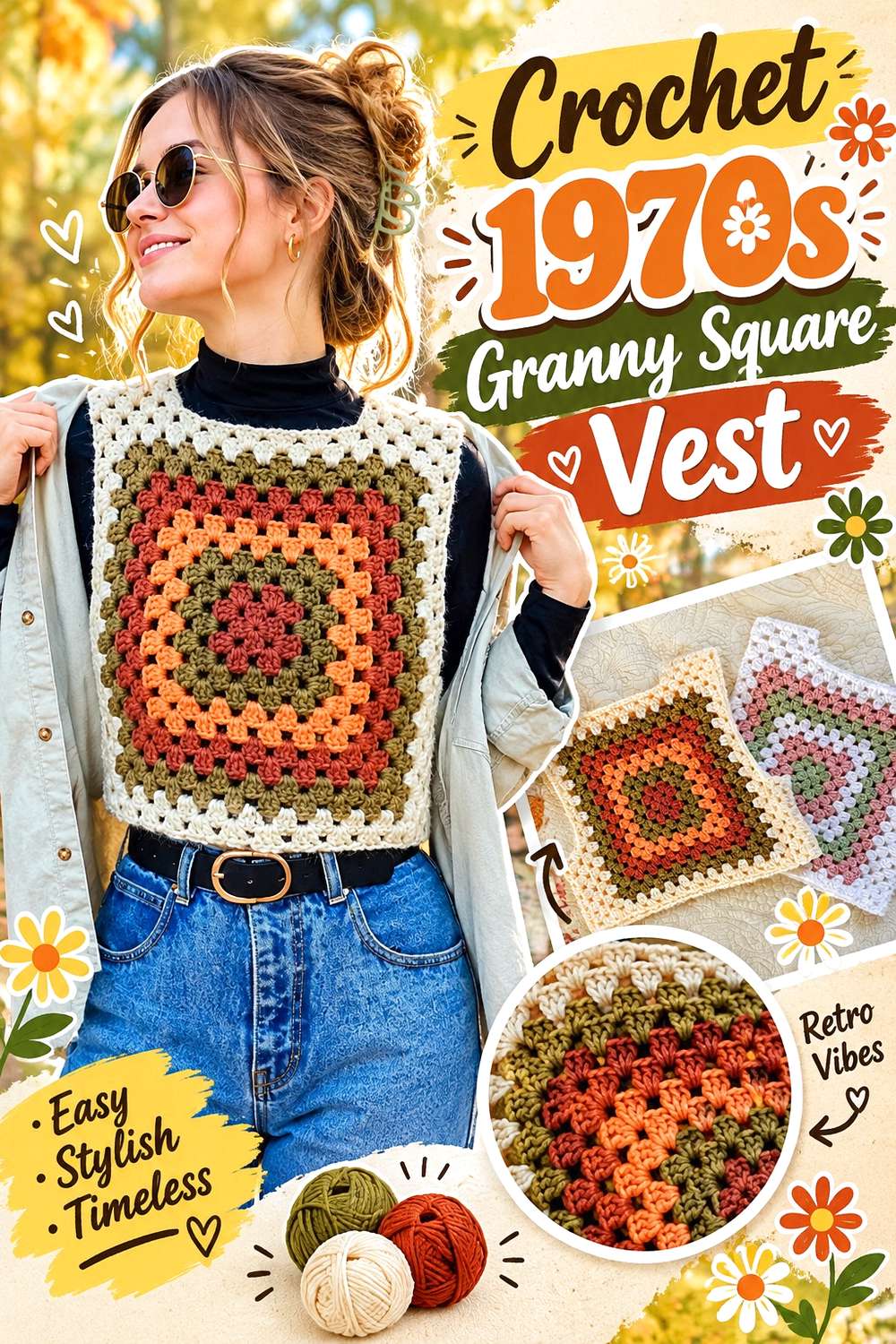 Crochet 1970s Granny Square Vest