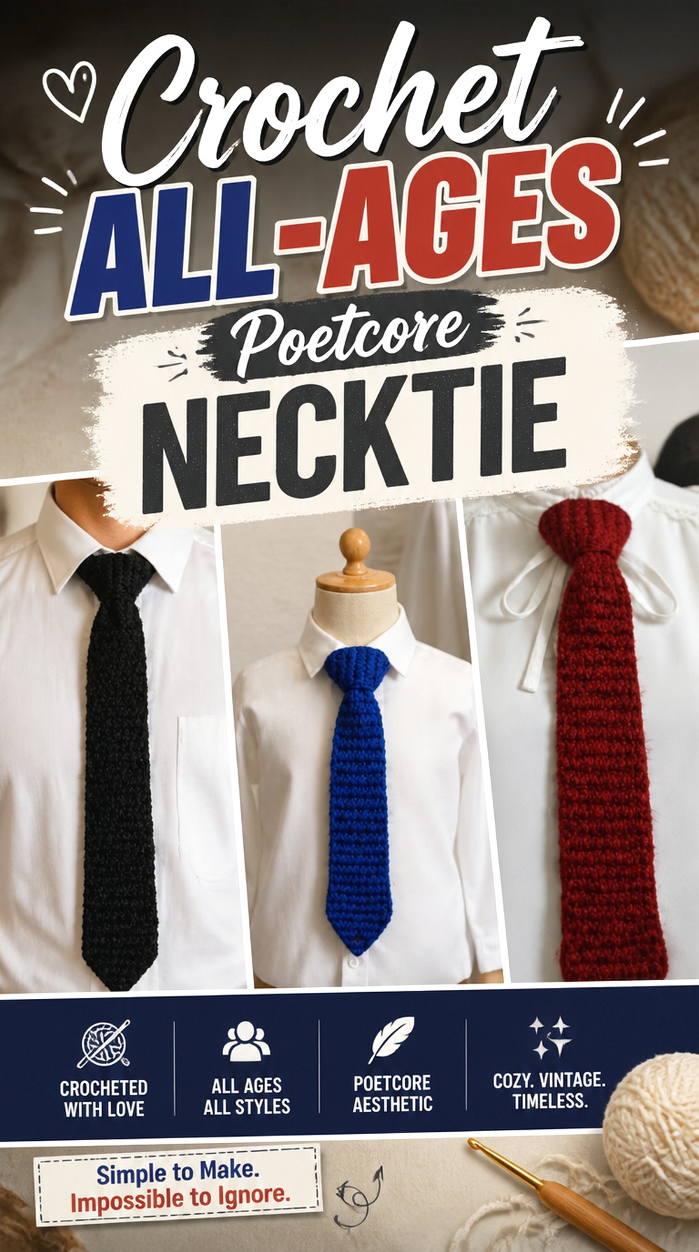 Crochet All Ages Poetcore Necktie