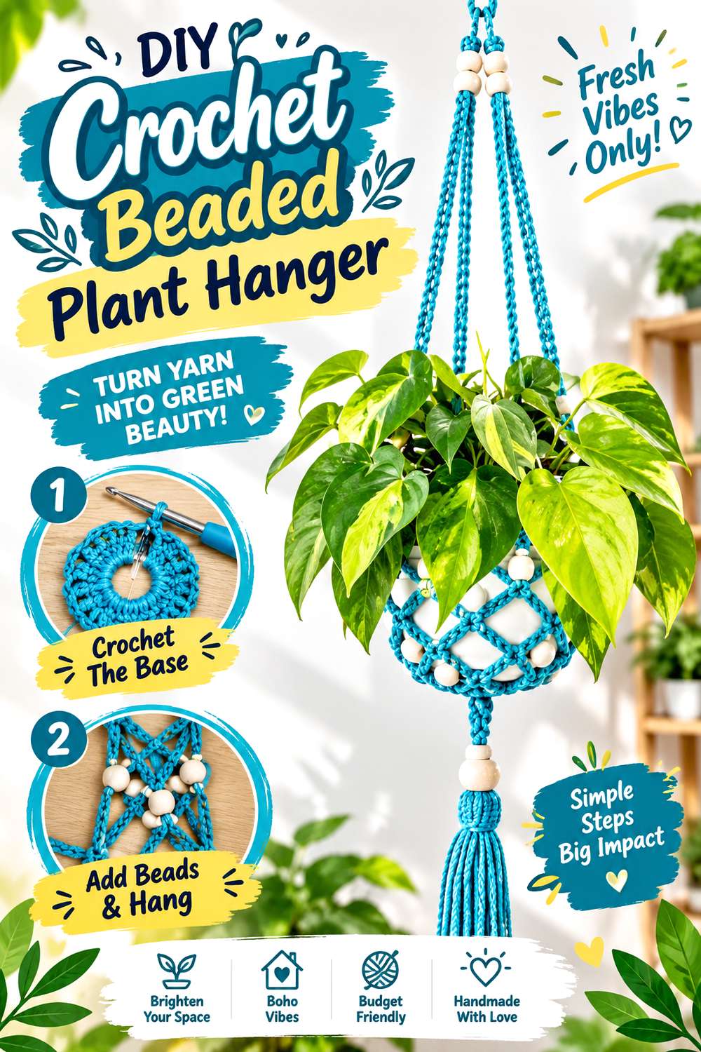 Crochet Beaded Plant Hanger