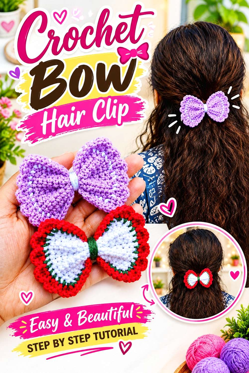 Crochet Bow Hair Clip