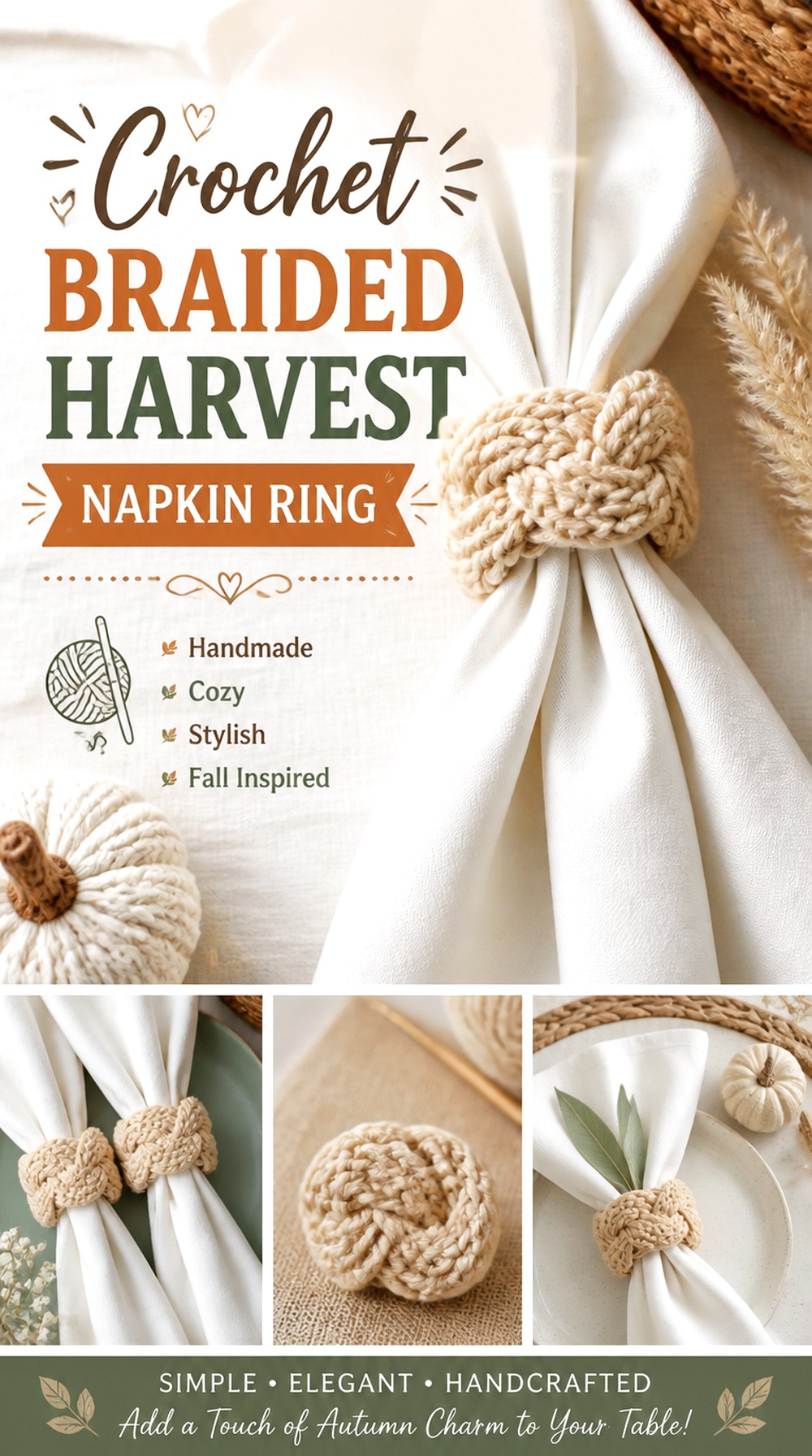 Crochet Braided Harvest Napkin Ring