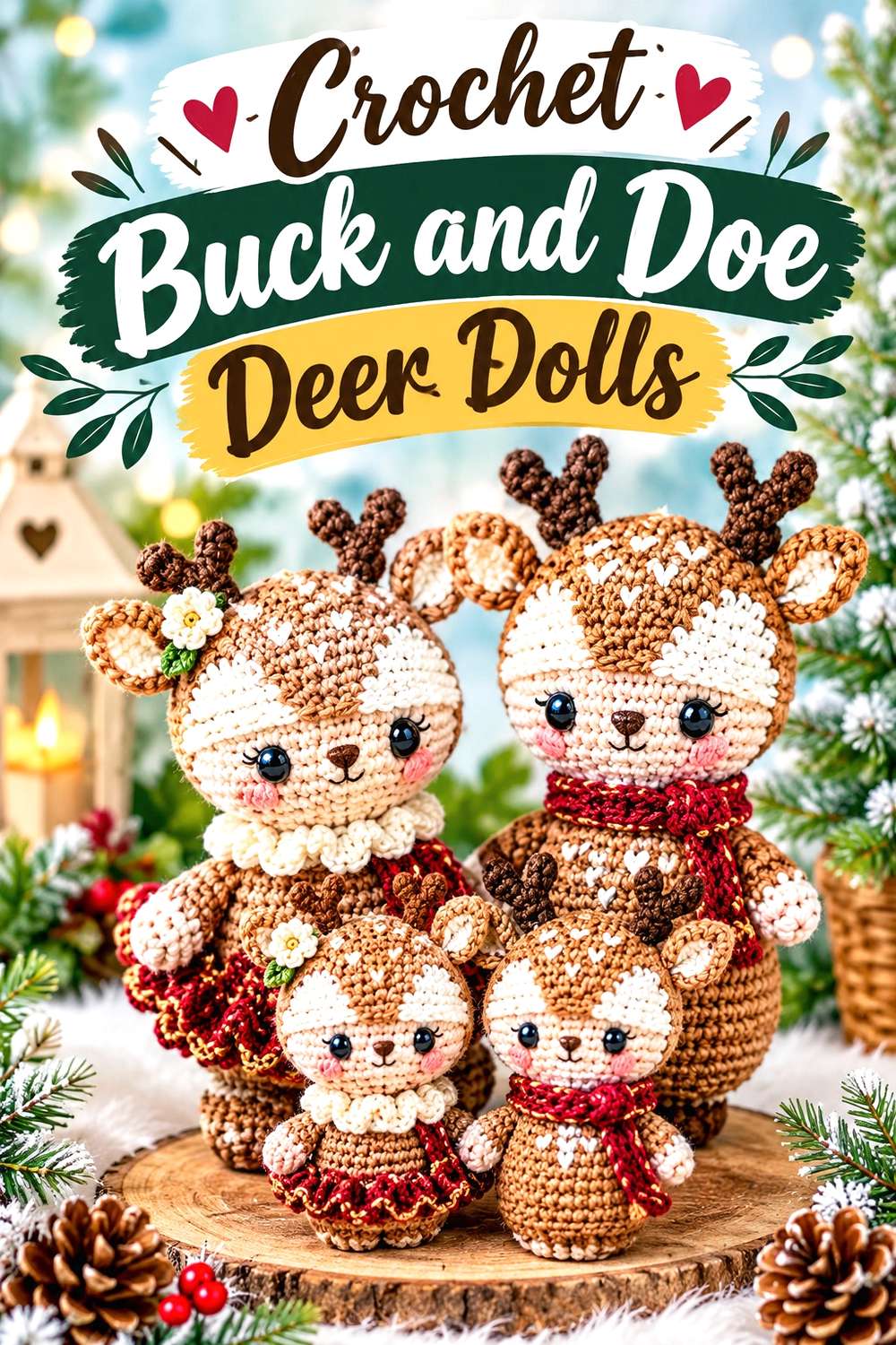 Crochet Buck and Doe Deer Dolls