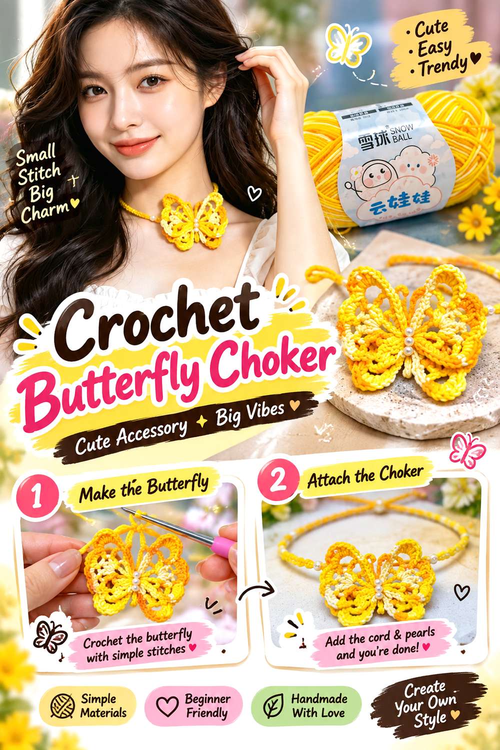 Crochet Butterfly Choker
