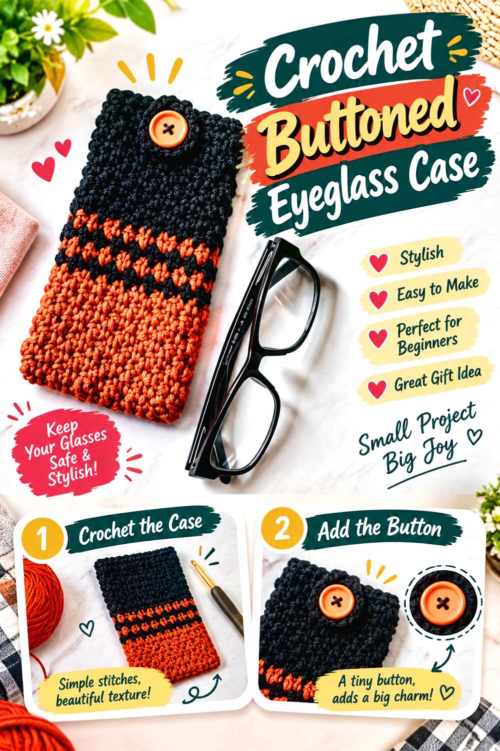 Crochet Buttoned Eyeglass Case