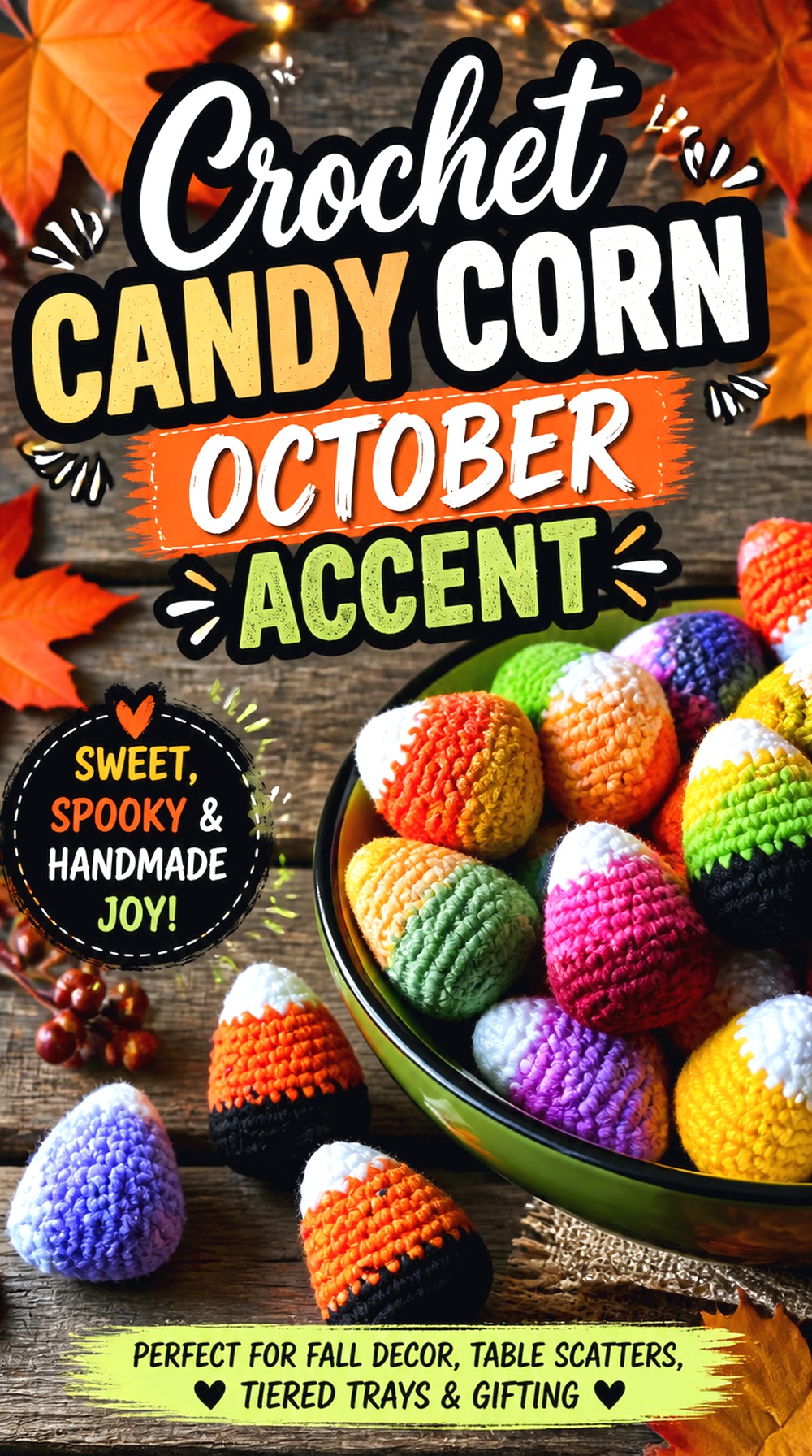 Crochet Candy Corn October Accent
