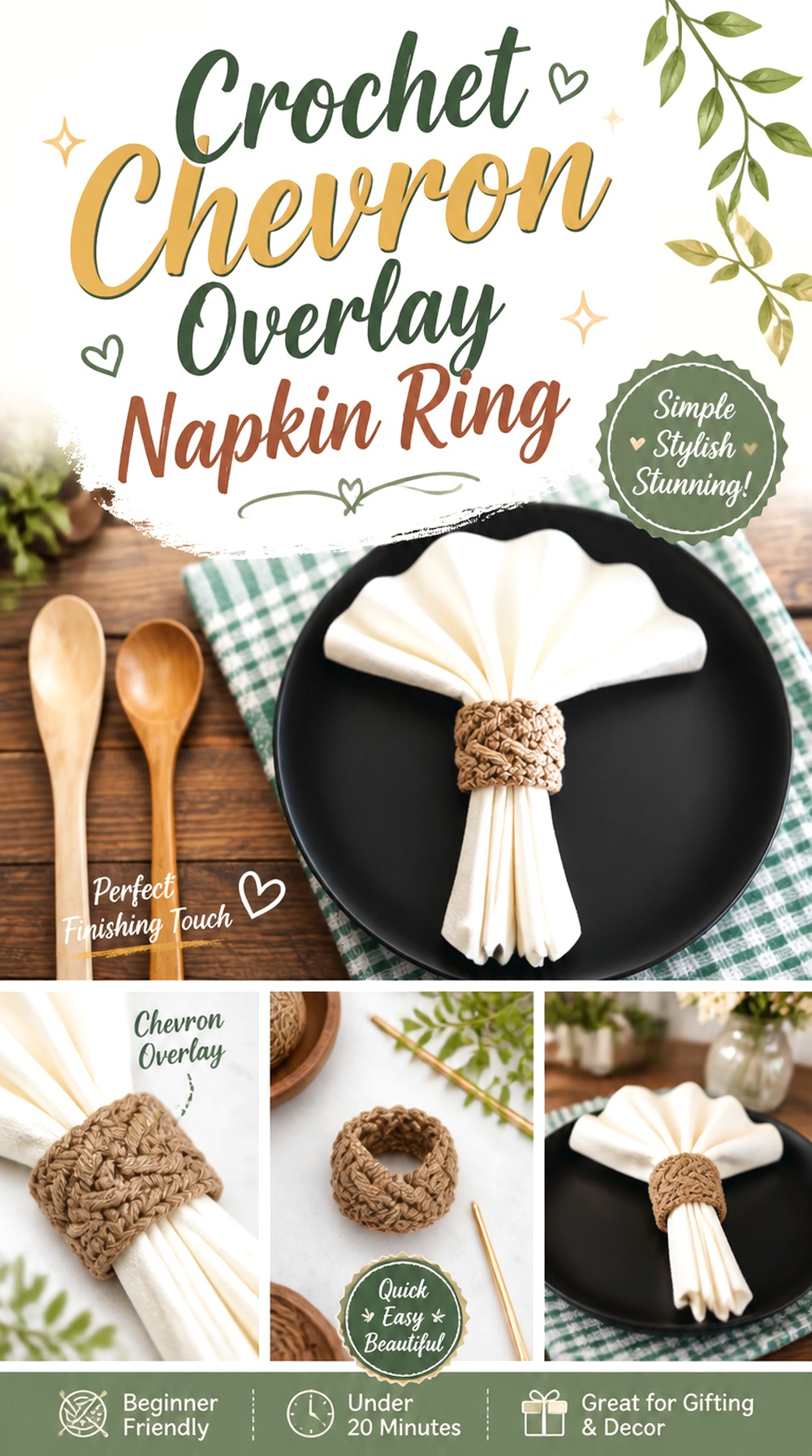 Crochet Chevron Overlay Napkin Ring