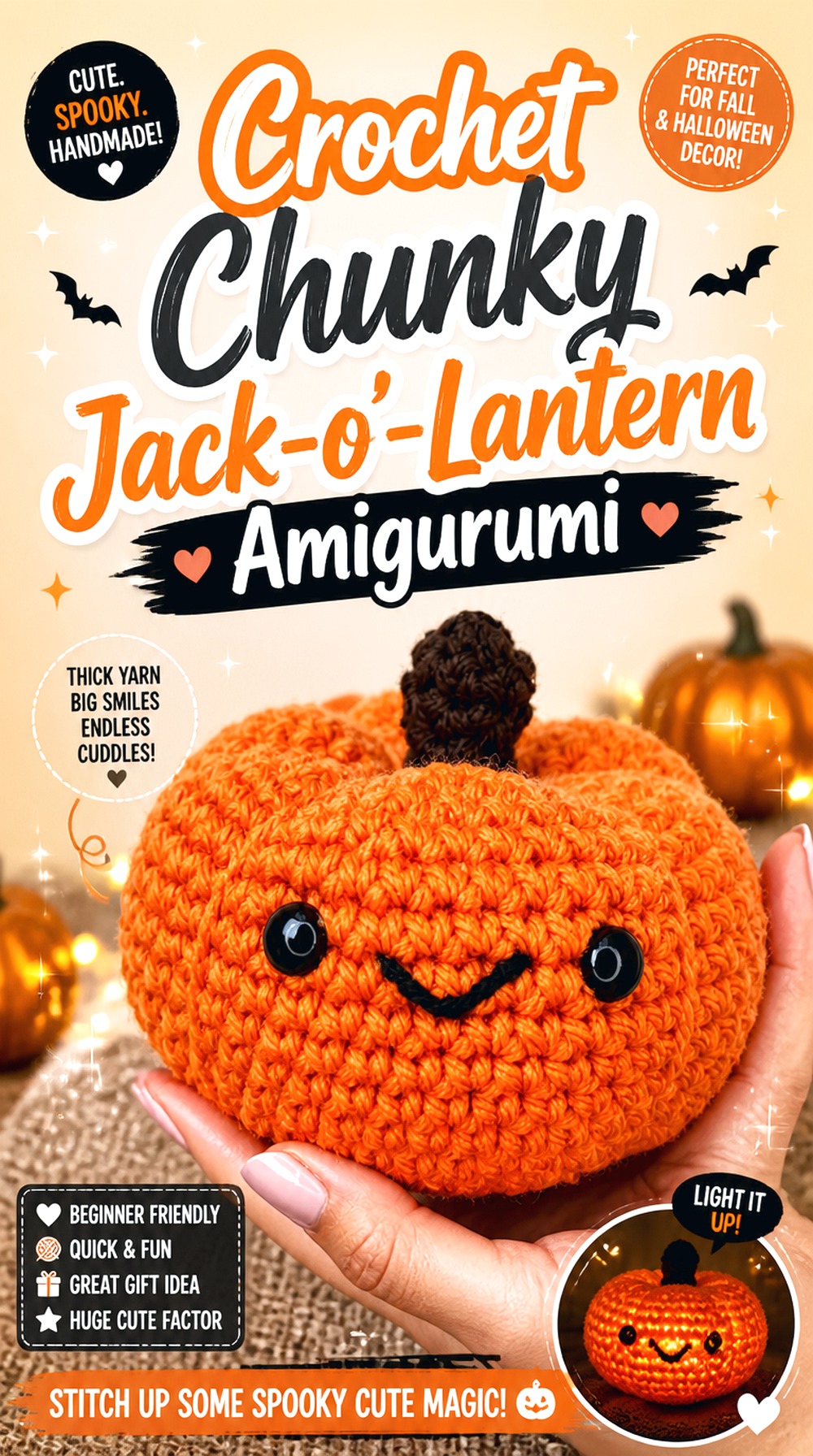 Crochet Chunky Jack o’ Lantern Amigurumi