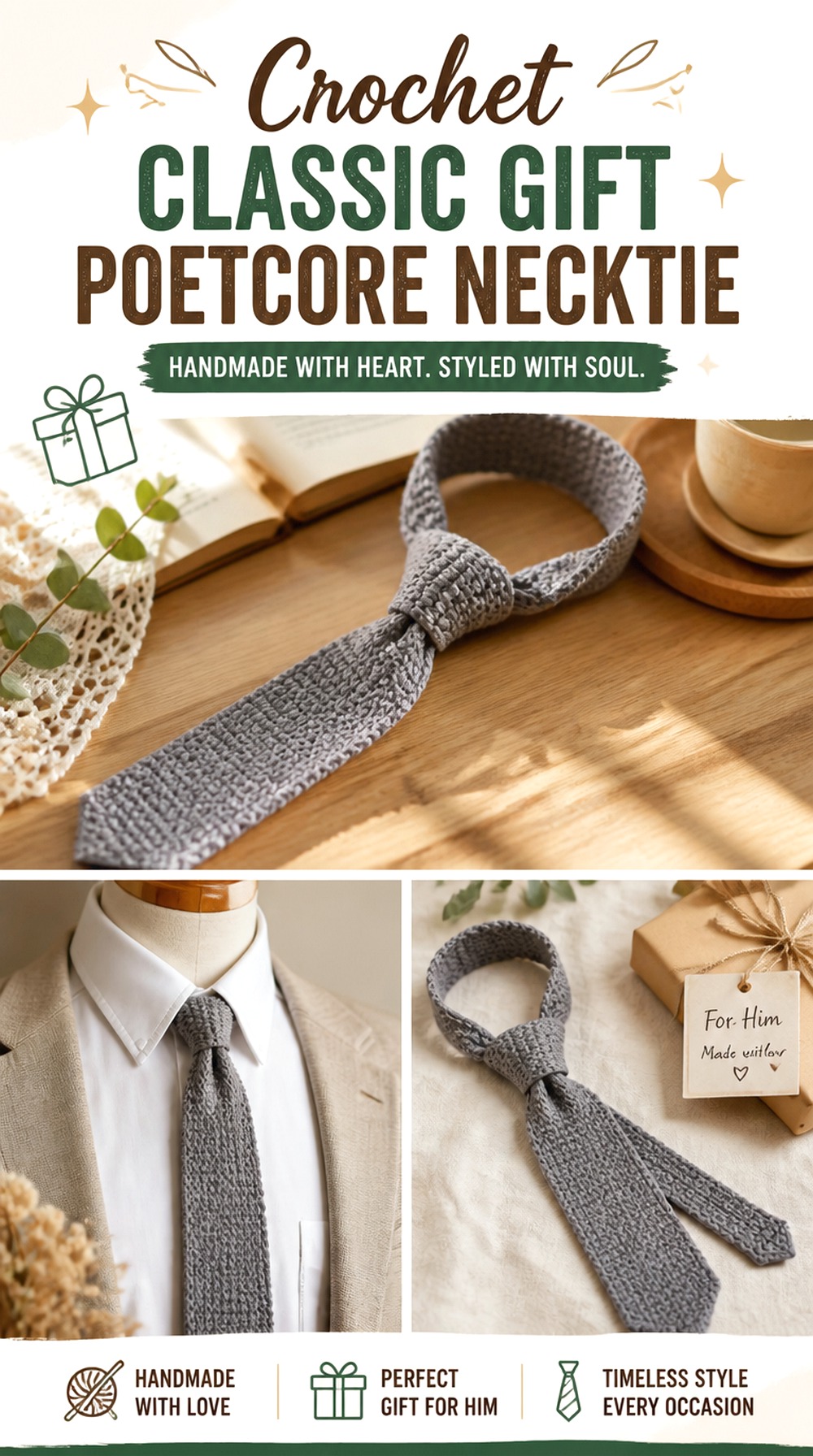 Crochet Classic Gift Poetcore Necktie