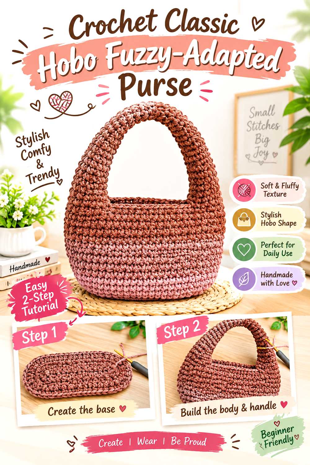 Crochet Classic Hobo Fuzzy Adapted Purse