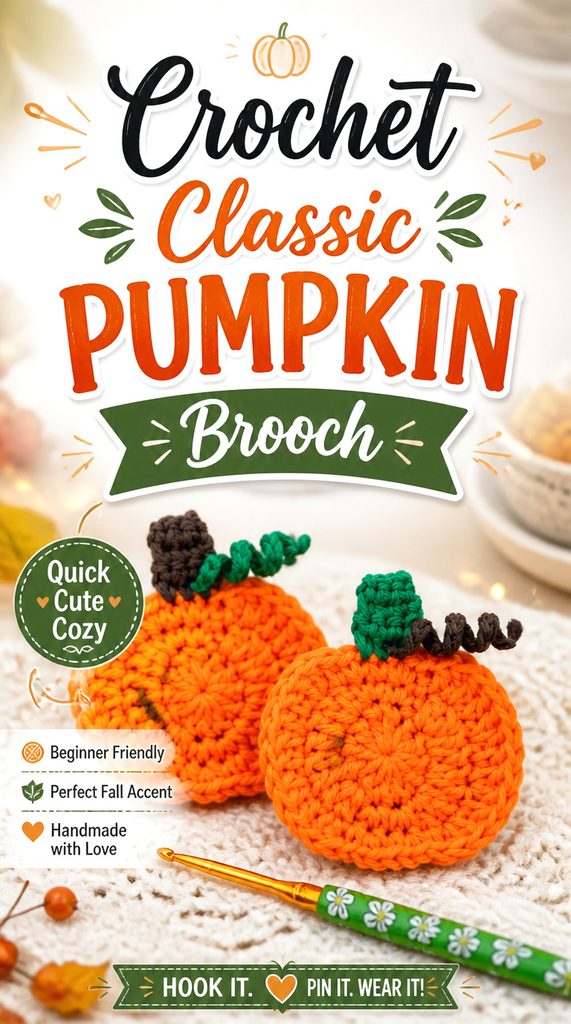 Crochet Classic Pumpkin Brooch