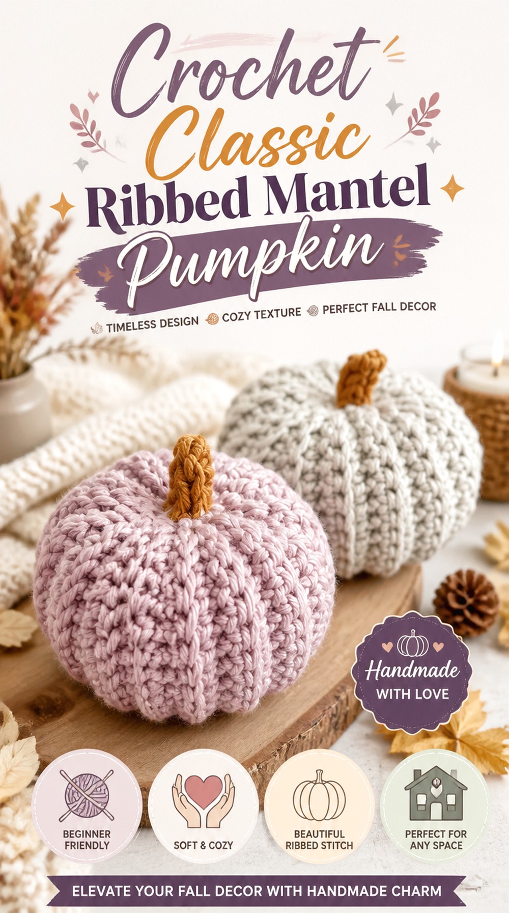 Crochet Classic Ribbed Mantel Pumpkin