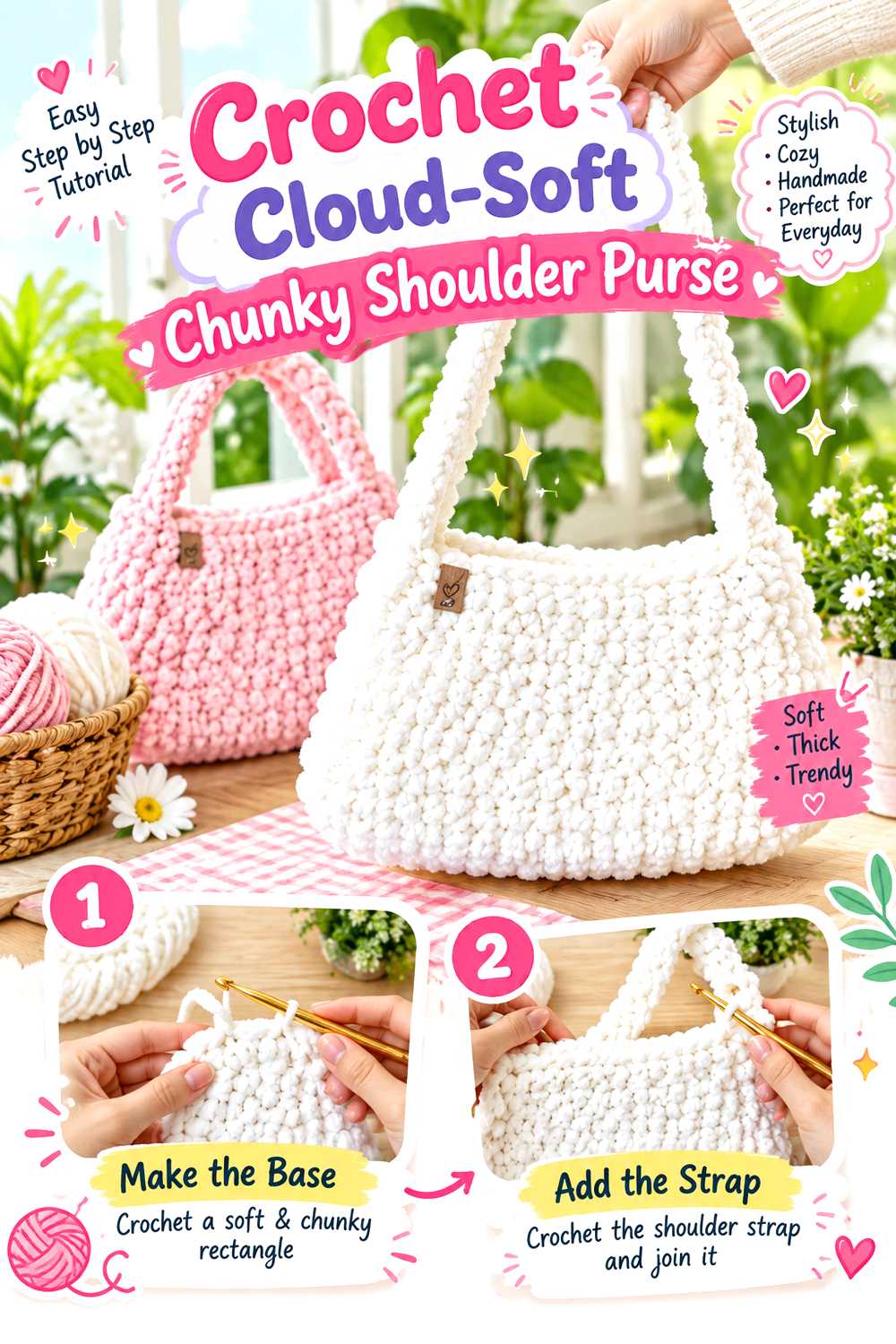 Crochet Cloud Soft Chunky Shoulder Purse