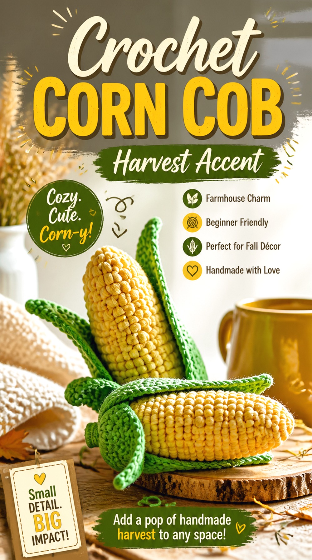 Crochet Corn Cob Harvest Accent