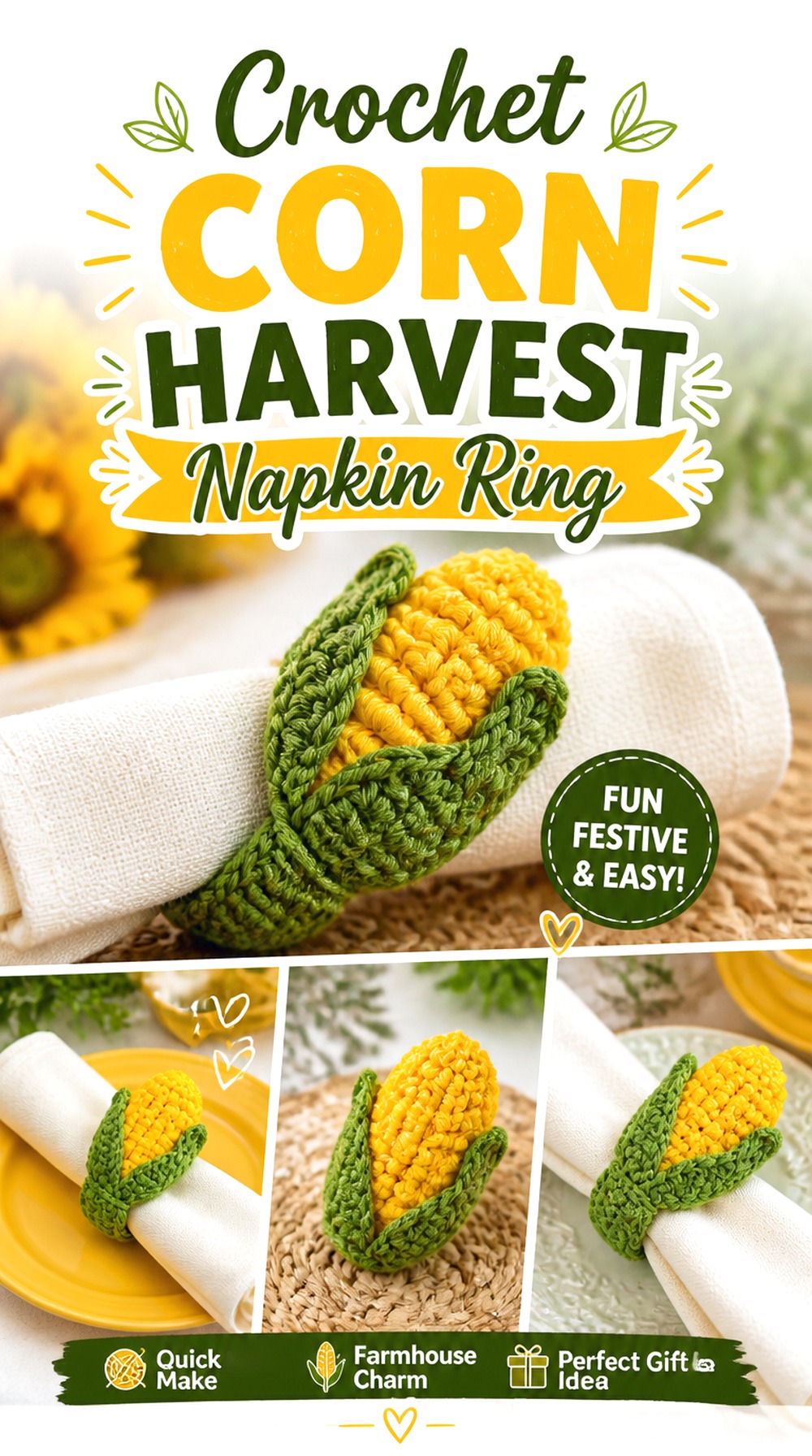 Crochet Corn Harvest Napkin Ring