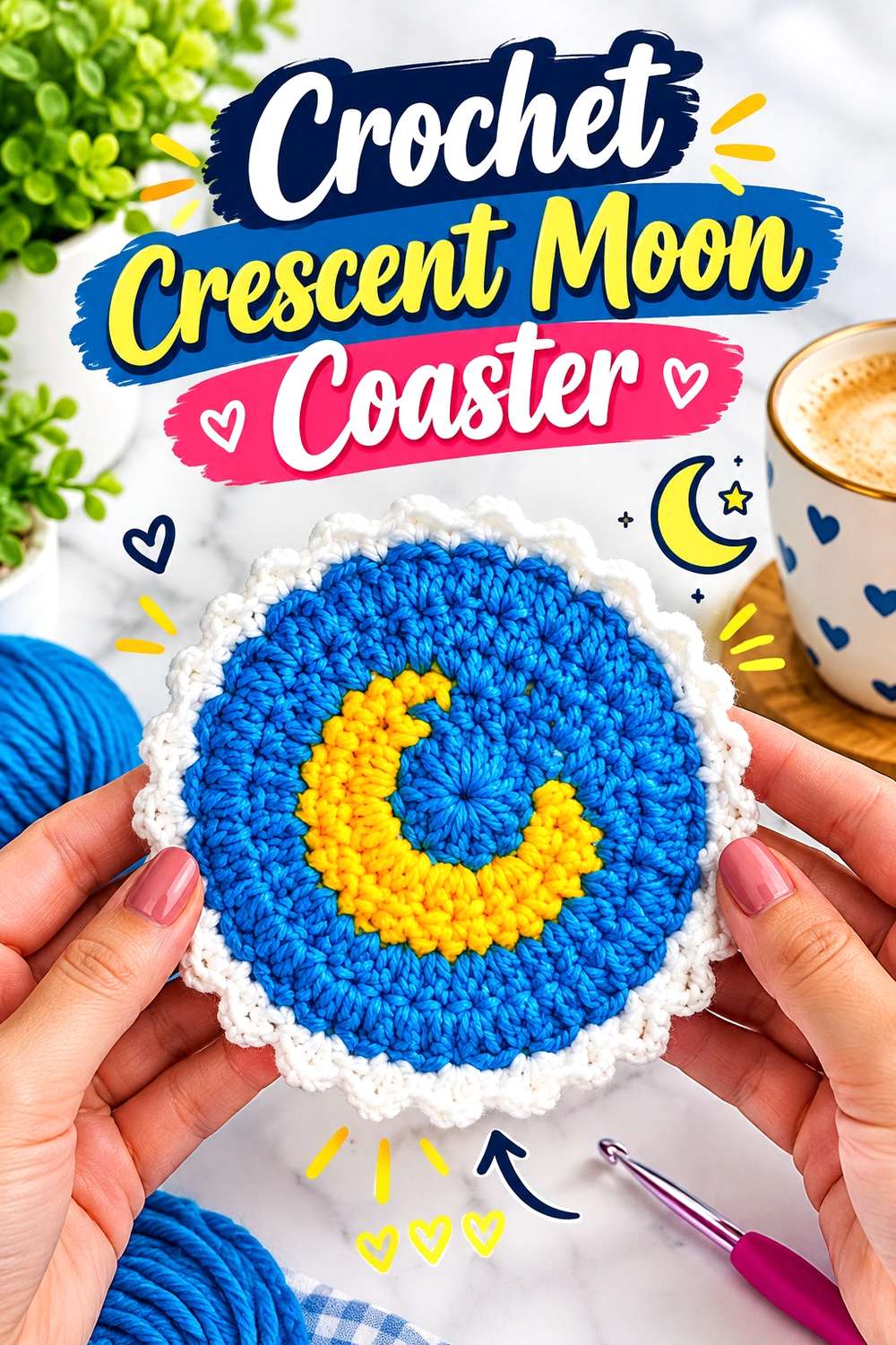 Crochet Crescent Moon Coaster