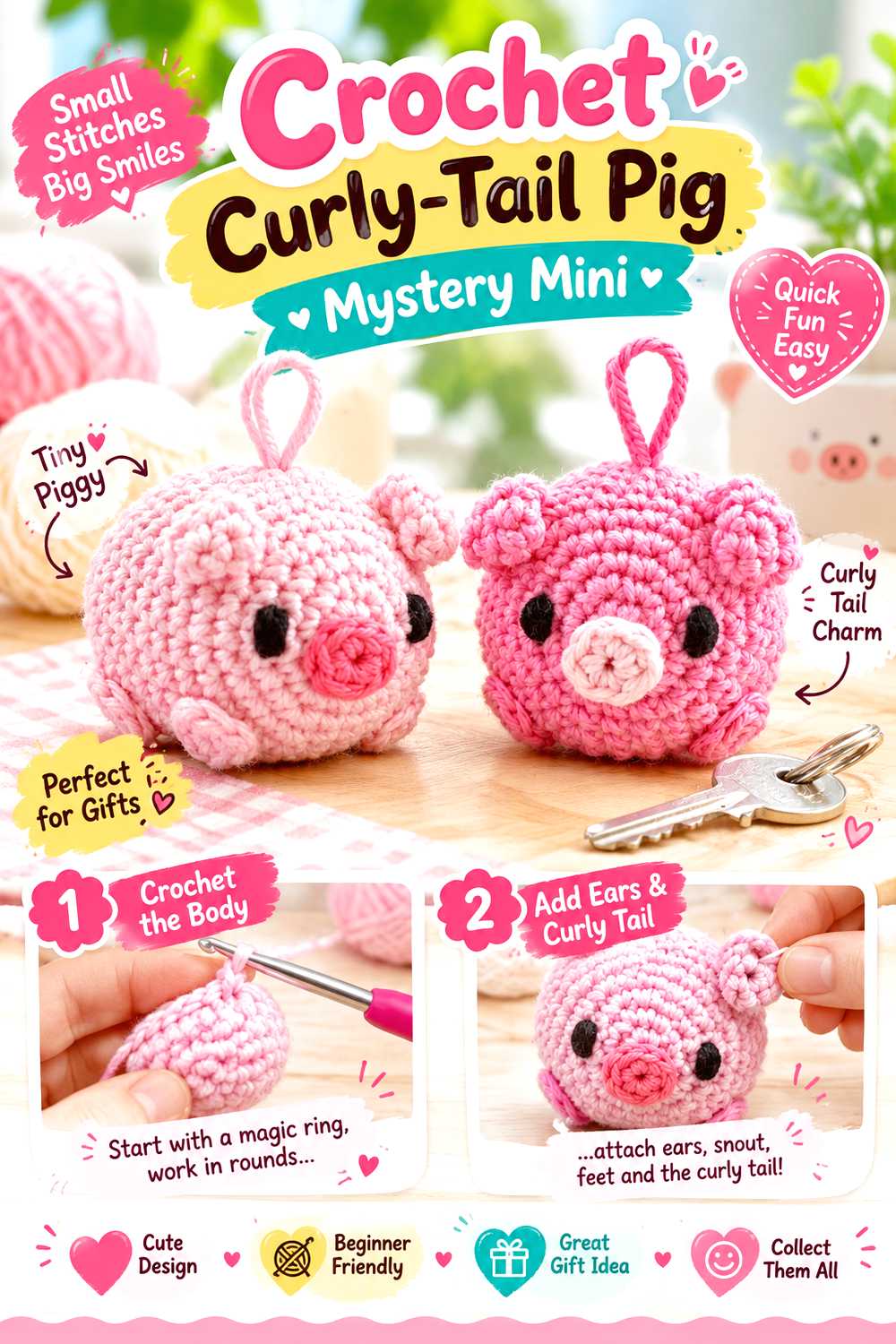 Crochet Curly Tail Pig Mystery Mini