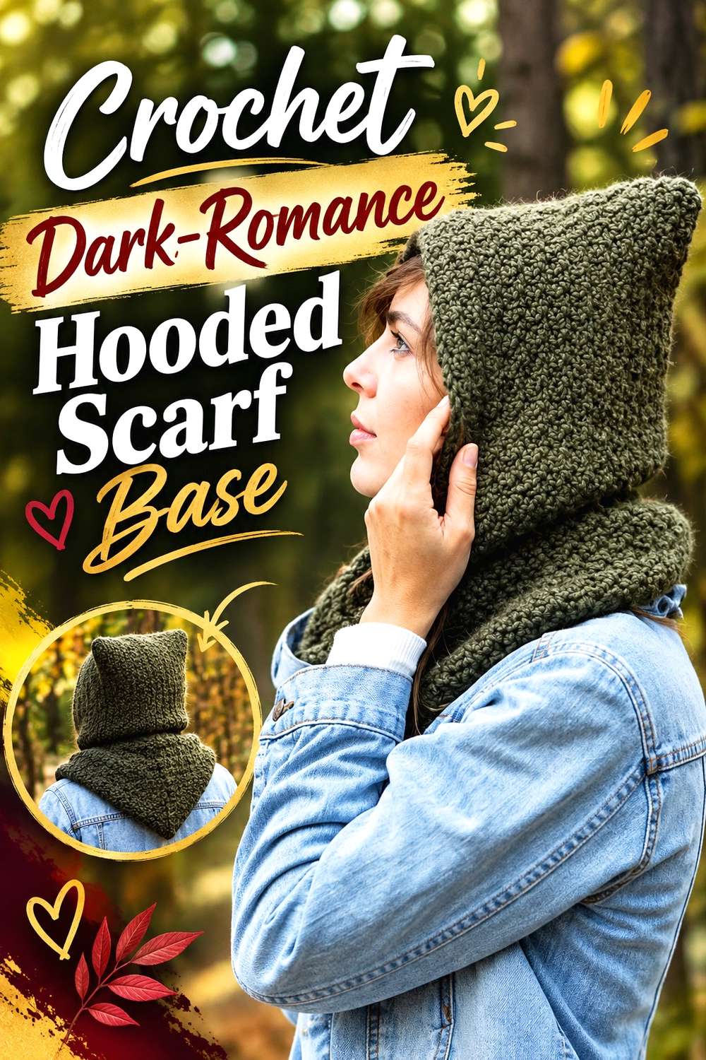 Crochet Dark-Romance Hooded Scarf Base