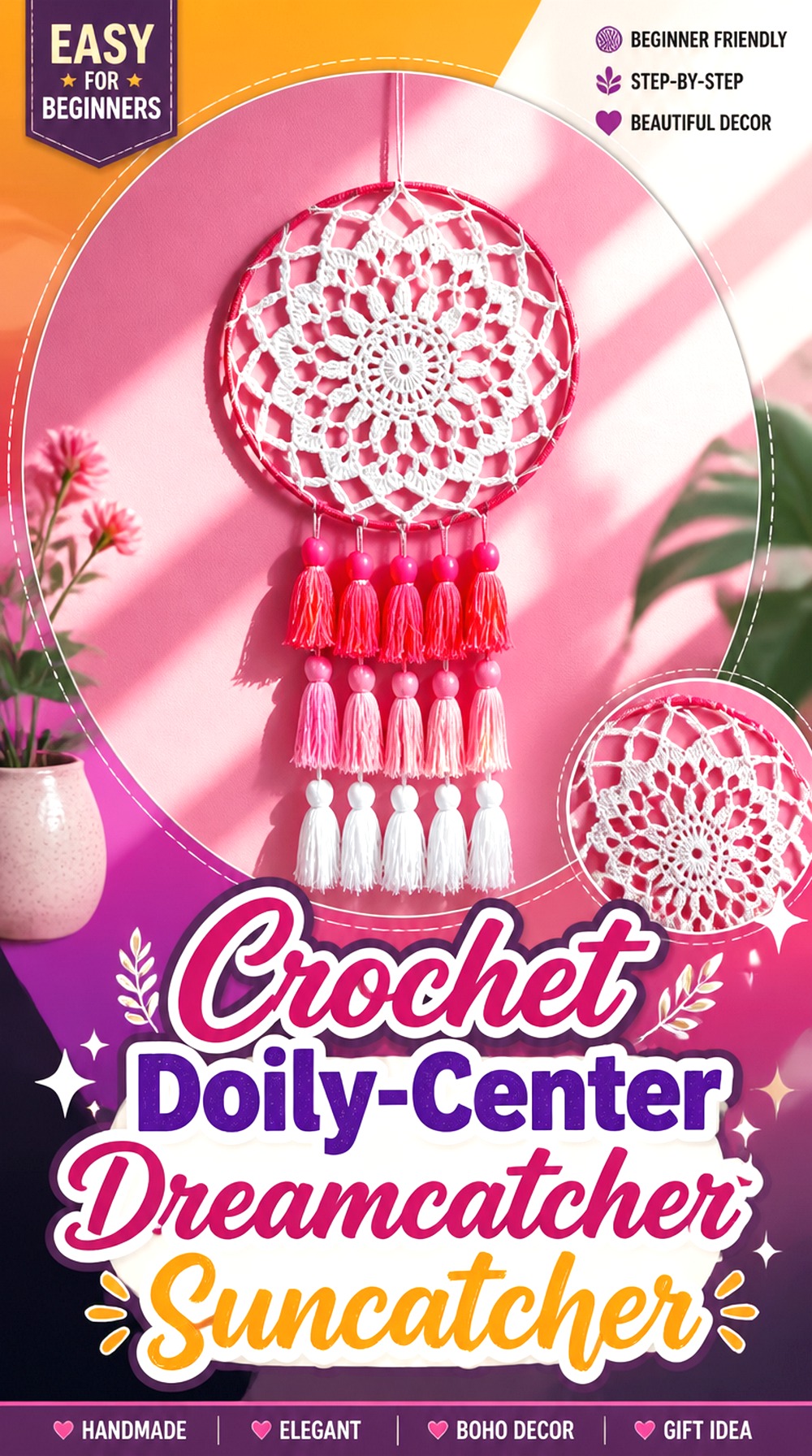 Crochet Doily Center Dreamcatcher Suncatcher