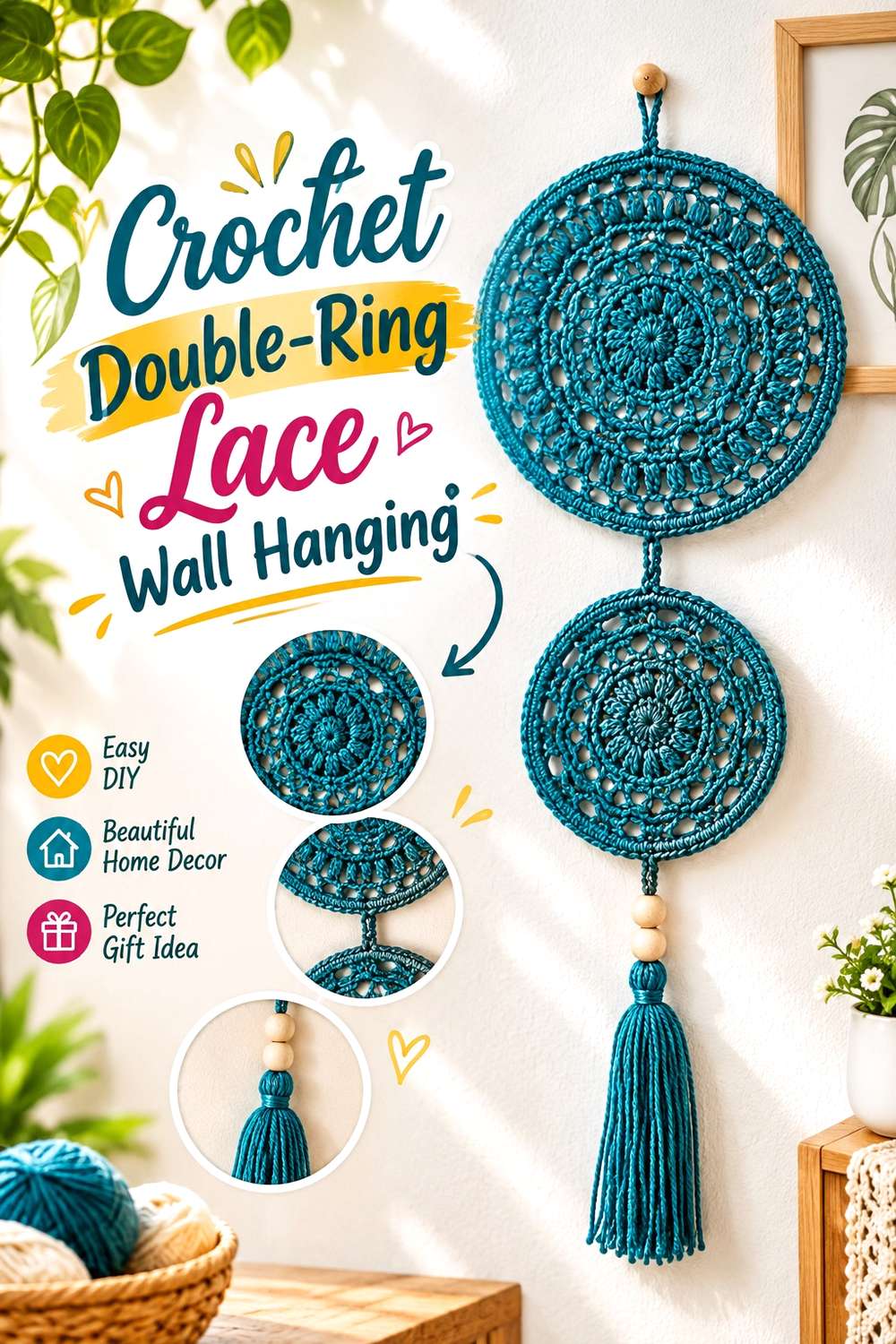 Crochet Double-Ring Lace Wall Hanging