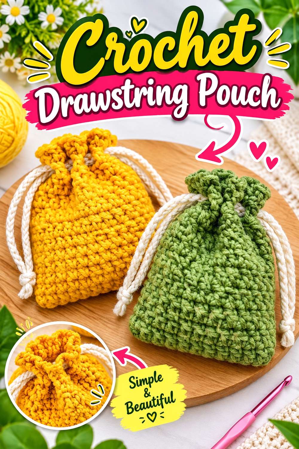 Crochet Drawstring Pouch