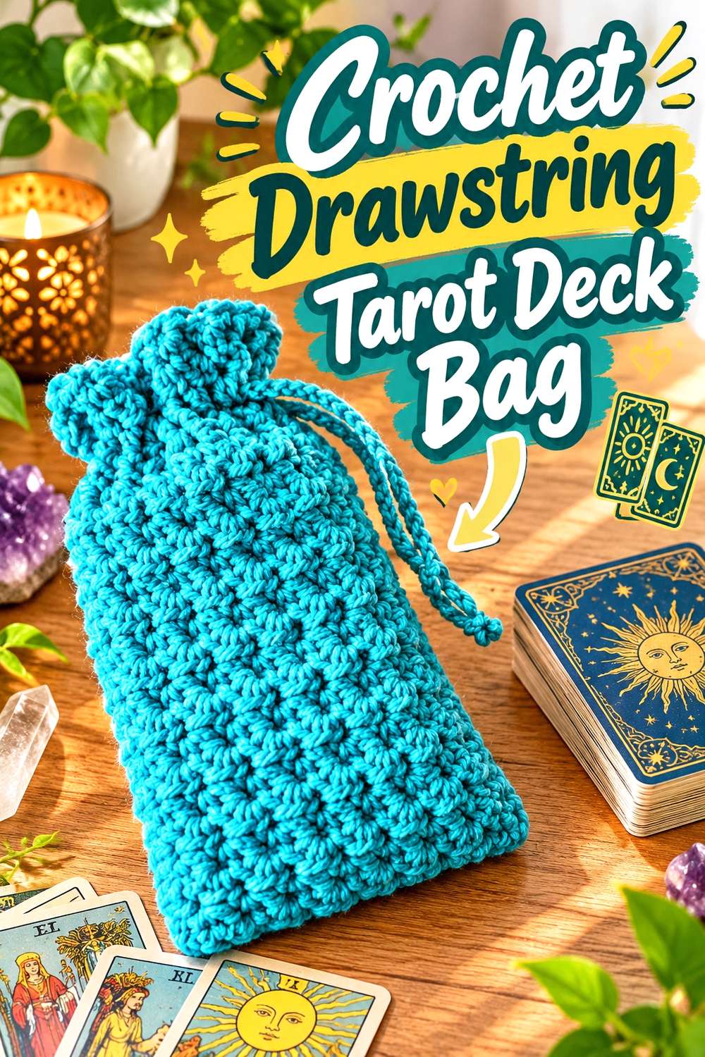 Crochet Drawstring Tarot Deck Bag