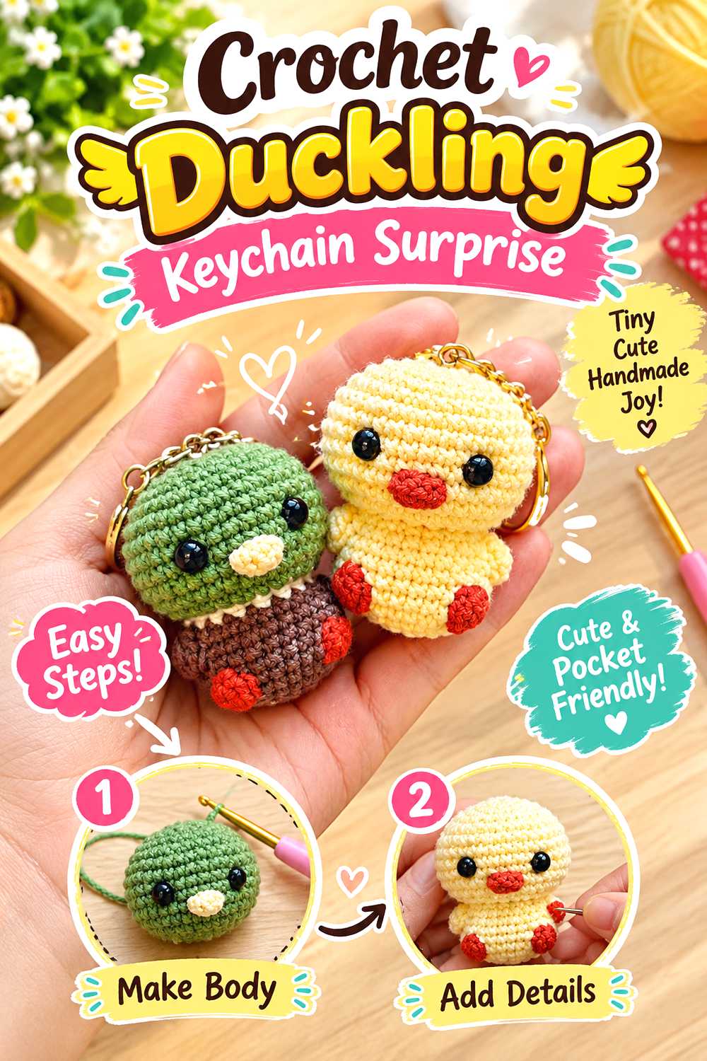 Crochet Duckling Keychain Surprise