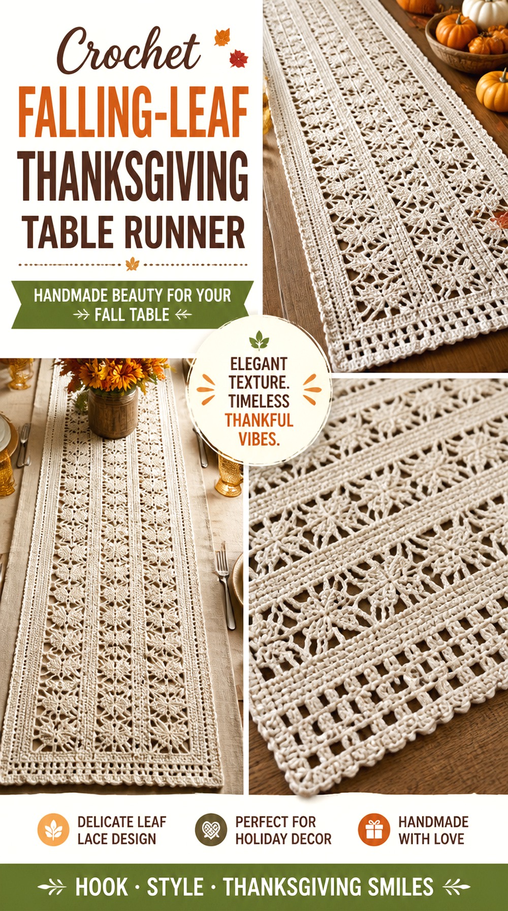 Crochet Falling Leaf Thanksgiving Table Runner