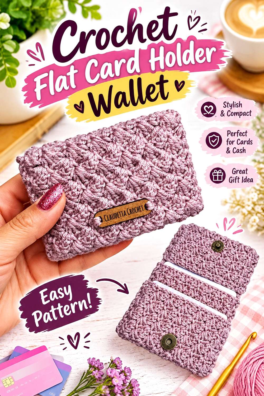 Crochet Flat Card Holder Wallet