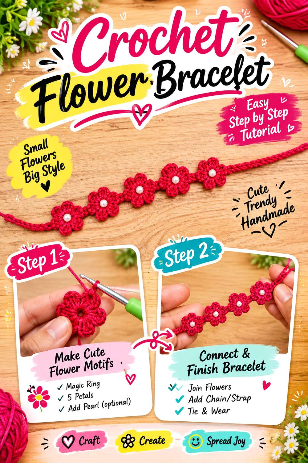 Crochet Flower Bracelet