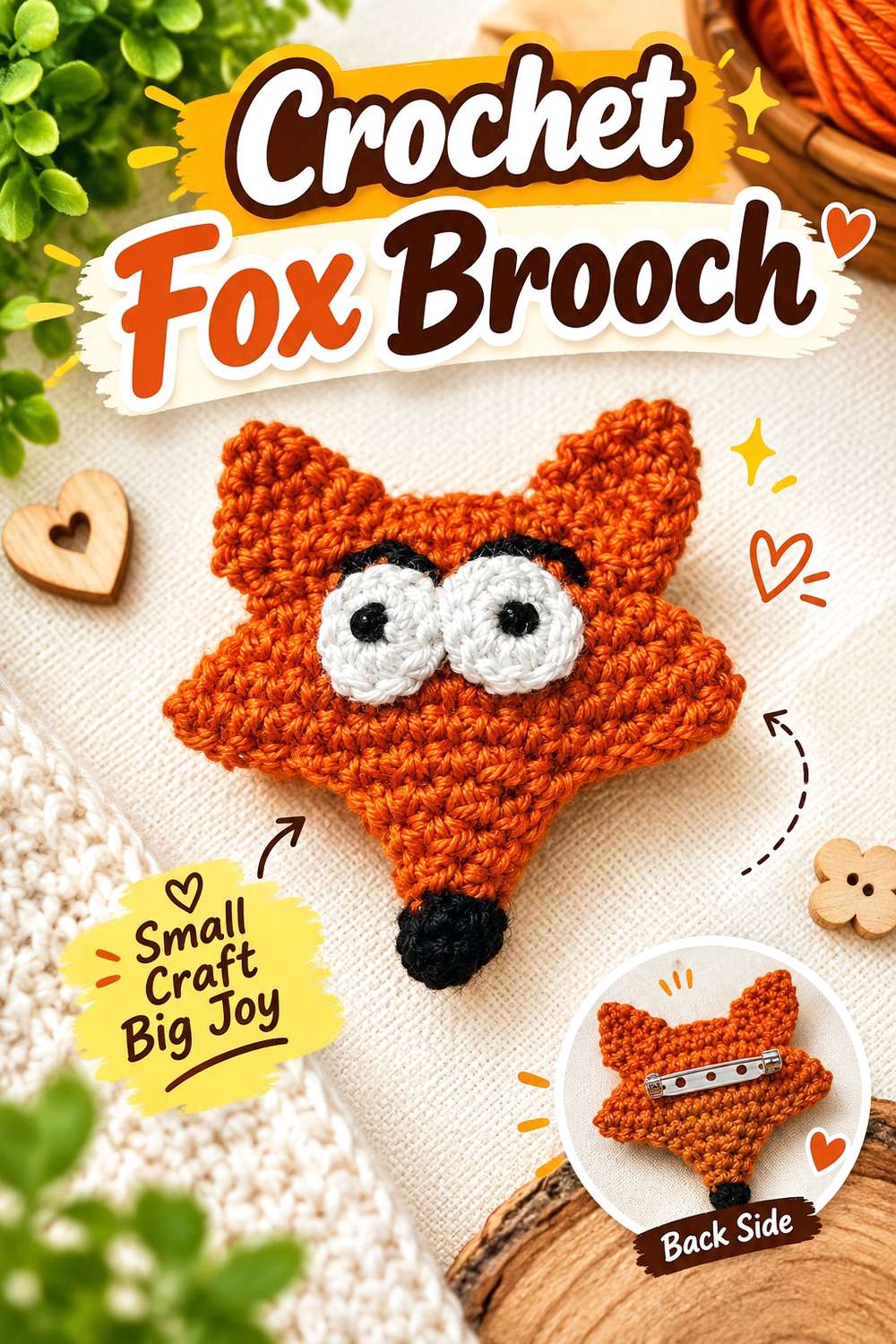 Crochet Fox Brooch