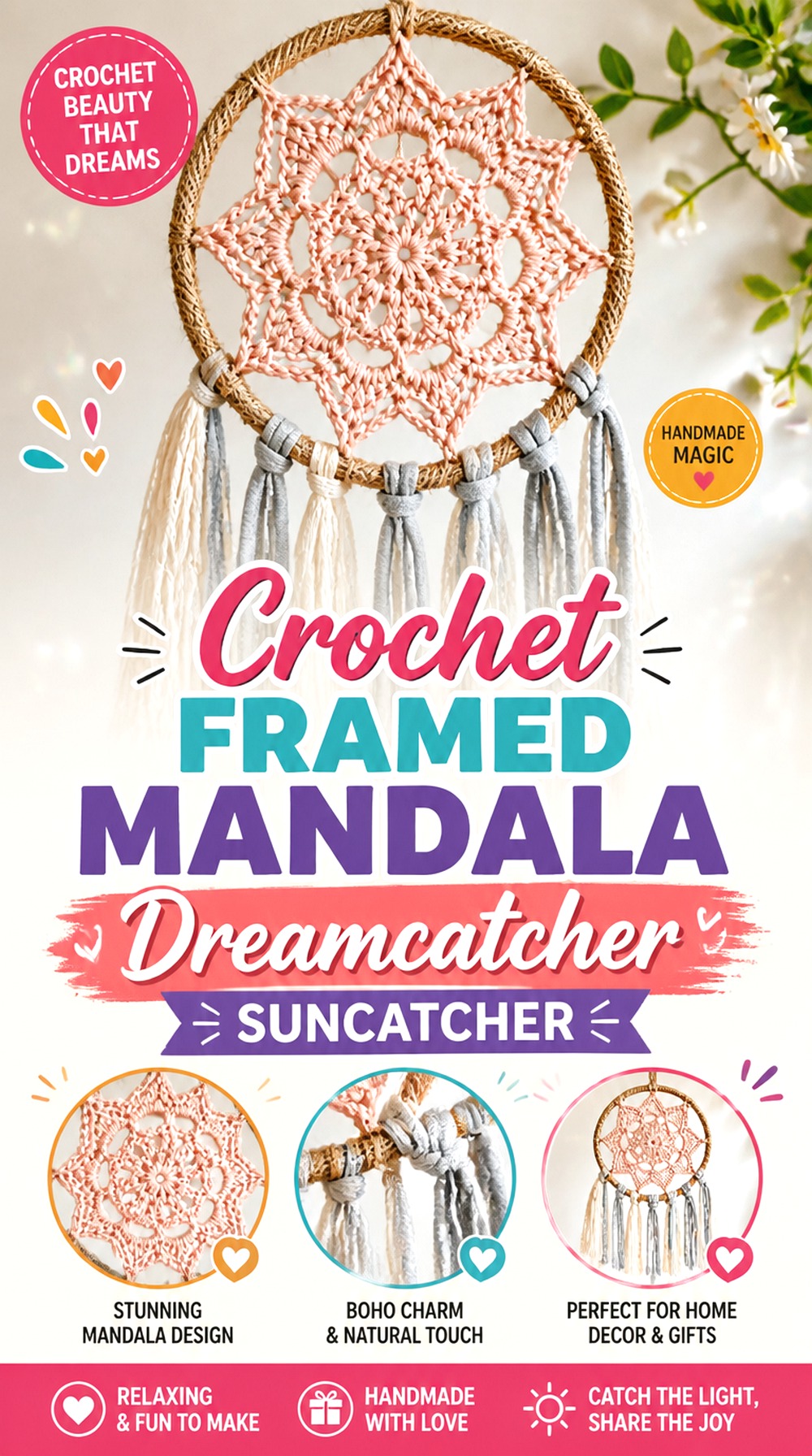 Crochet Framed Mandala Dreamcatcher Suncatcher