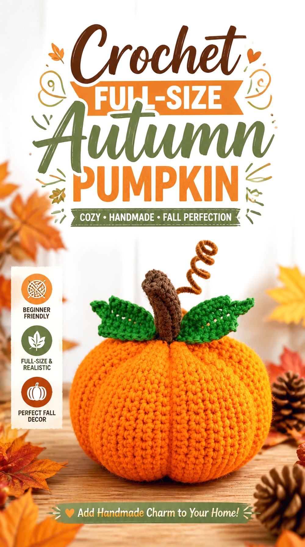 Crochet Full Size Autumn Pumpkin