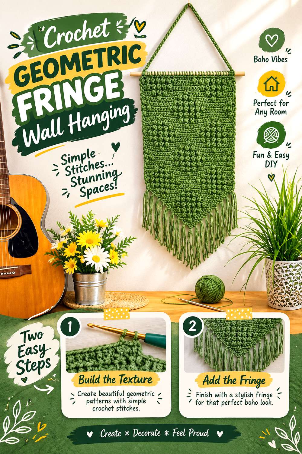 Crochet Geometric Fringe Wall Hanging