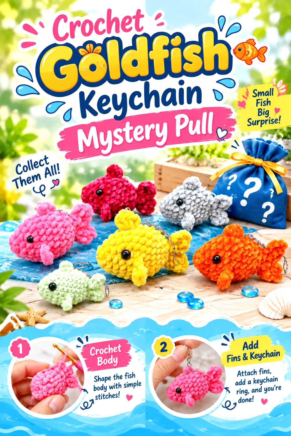 Crochet Goldfish Keychain Mystery Pull