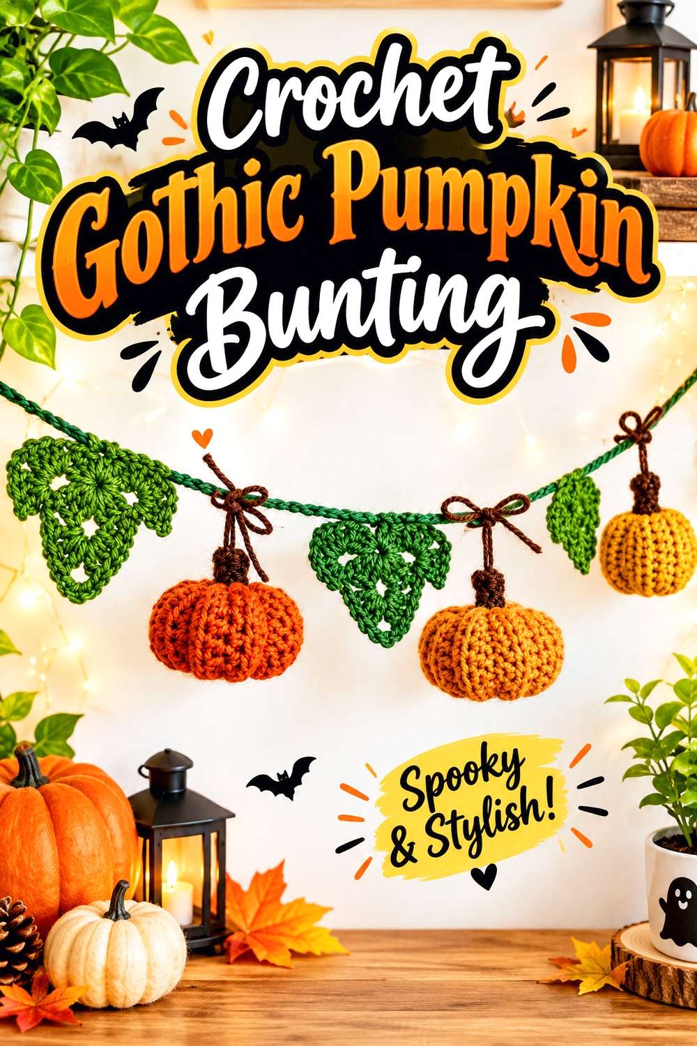 Crochet Gothic Pumpkin Bunting