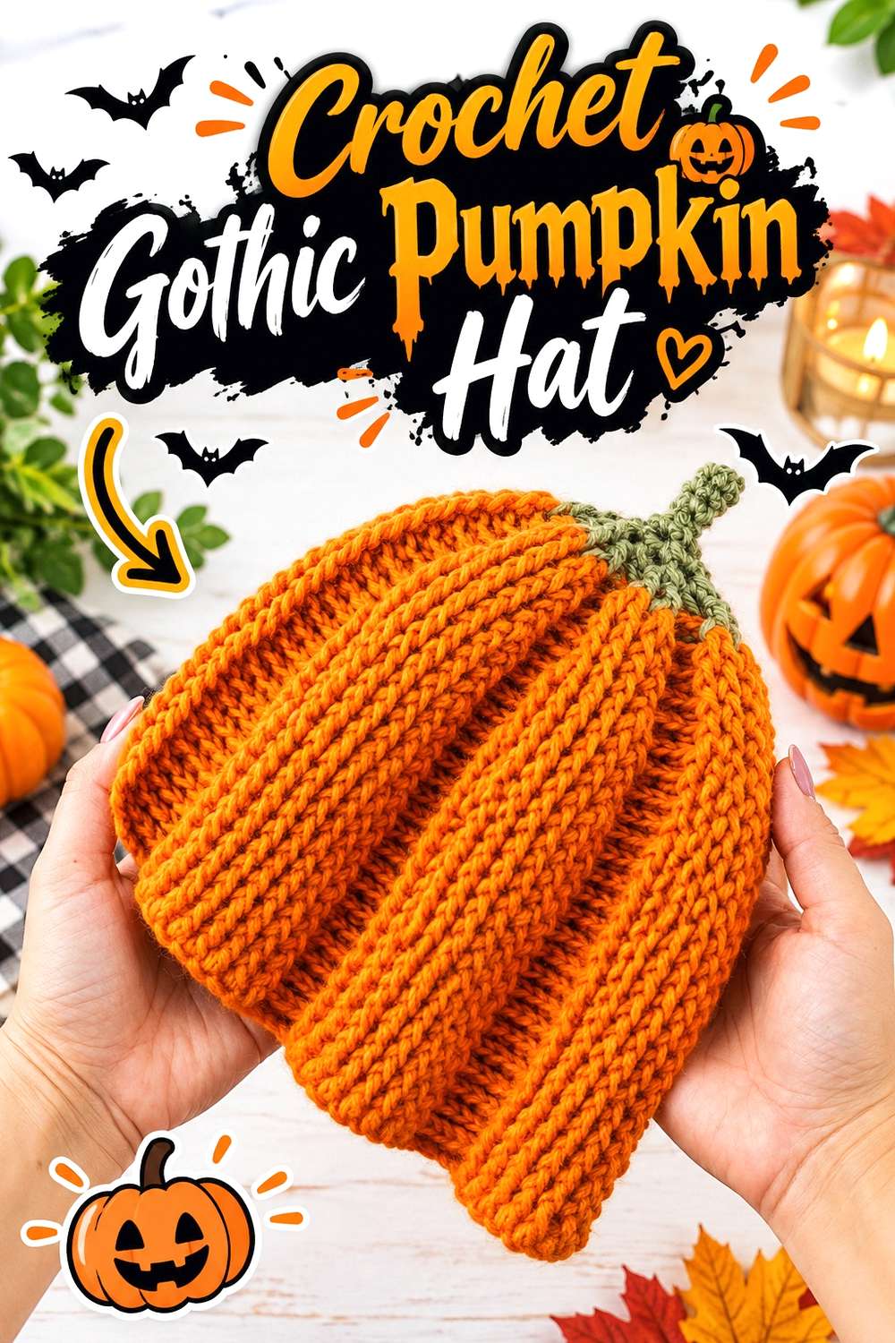 Crochet Gothic Pumpkin Hat
