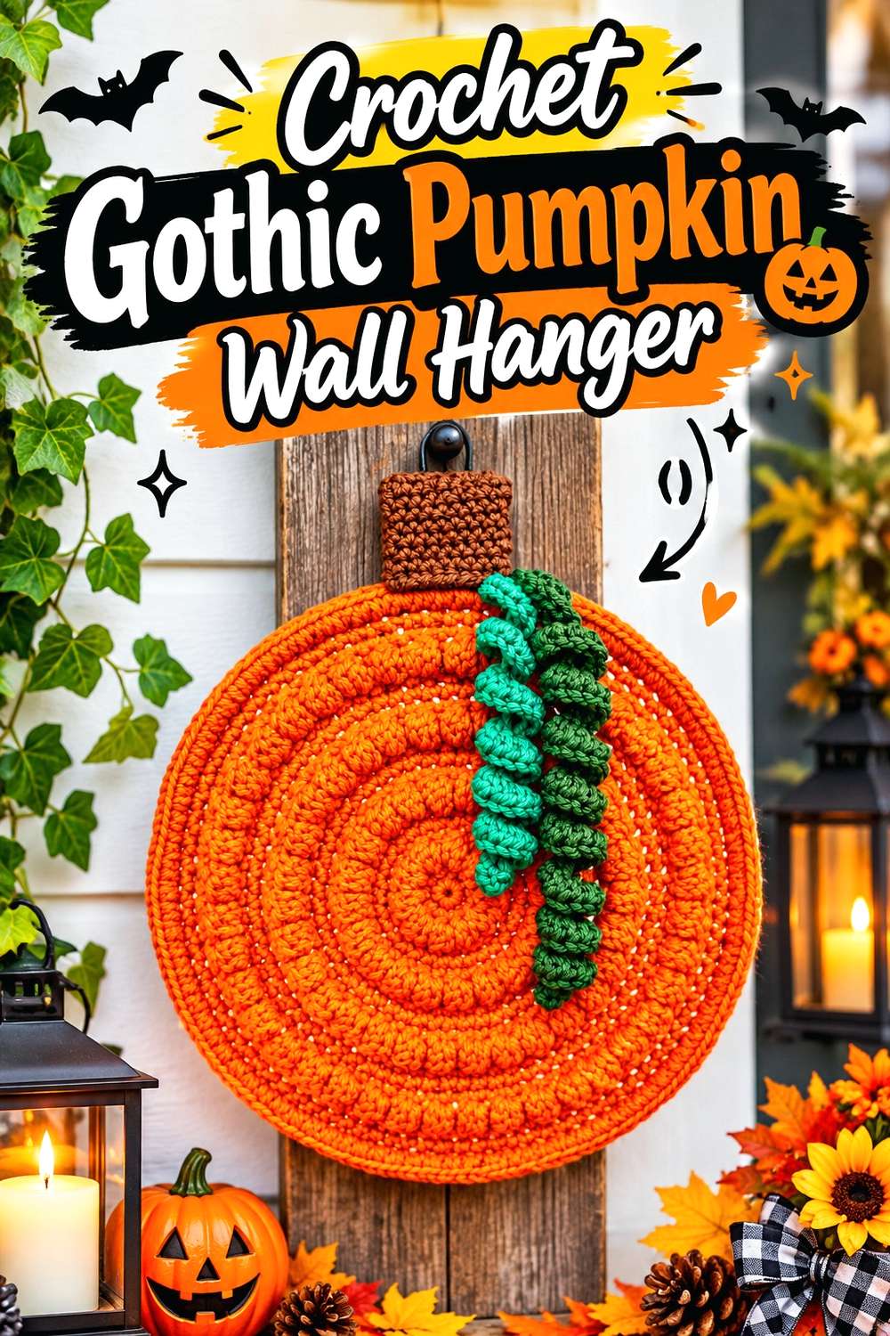 Crochet Gothic Pumpkin Wall Hanger